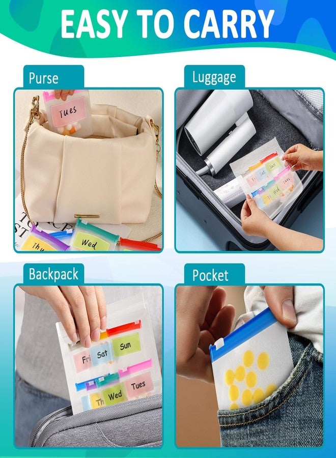 MARFOREVER 47 Pcs Pill Pouch Small Pill Bags Reusable Medicine Organizer Travel Pill Container Storage Pill Case 35 Plastic Medicine Bags 10 Sheets Labels 1 Large Bag and A Marker - Image 3